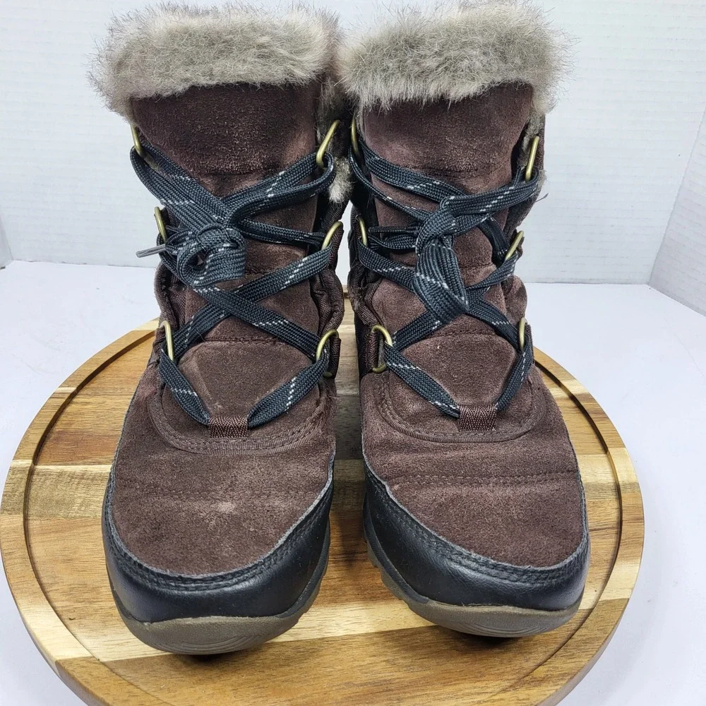 Sorel Whitney Short Lace Boots Womens 6 Waterproof Winter Snow Brown LL5337 Warm